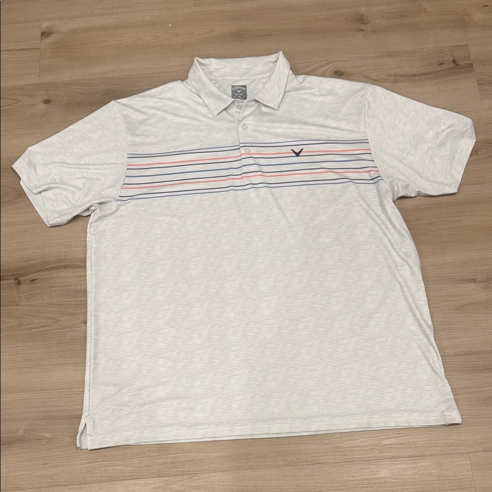 Callaway White Polo Shirt with Multicolor Stripes